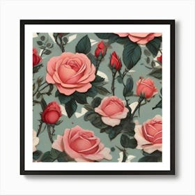 Roses Wallpaper Art Print