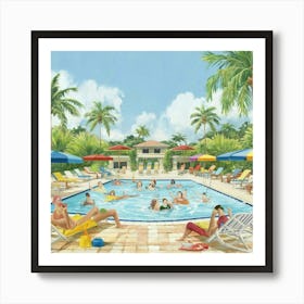 Summertime Swimming Pool Art Print 10 Art Print