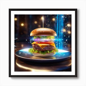 Burger On A Plate 48 Art Print