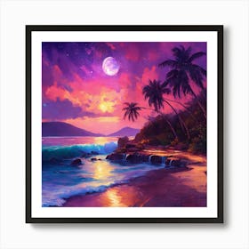 Sunset in Palm Island Art Print