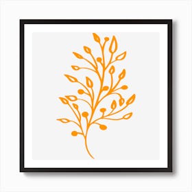Orange Leaf On Black Background Art Print