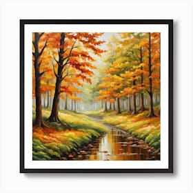 Forest In Autumn In Minimalist Style Square Composition 38 Art Print