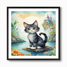Cat In The Castle Art Print