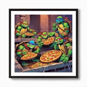 Teenage Mutant Ninja Turtles Pizza Art Print