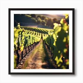 Vineyard Field At Sunset 2 Art Print