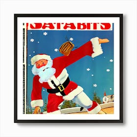 Trippy Odd Bizarre Santa Claus Christmas Holiday Retro Art Art Print