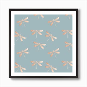 Blue Dragonfly Pattern Art Print