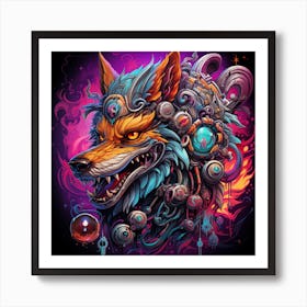 Steampunk wolf head Art Print