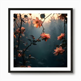 Flowers In The Fog Art Print