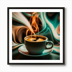 Coffee Cup With Flames 2 Art Print