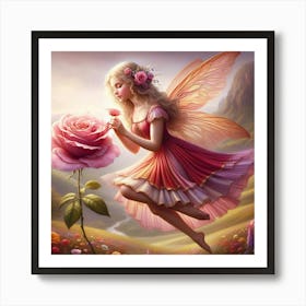 The Fairy And The Rose Art Print