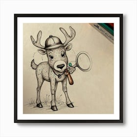 Deer With Magnifying Glass 5 Art Print