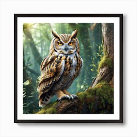 Owl In The Forest 184 Art Print