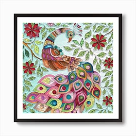 Peacock Colours Art Print