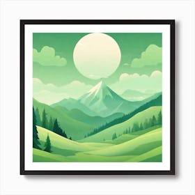 Misty mountains background in green tone 5 Art Print