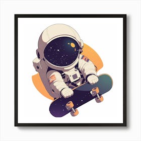 Astronaut Skateboarding Art Print