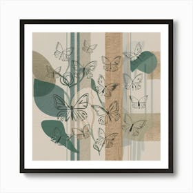 Butterflies And Leaves 4 Art Print