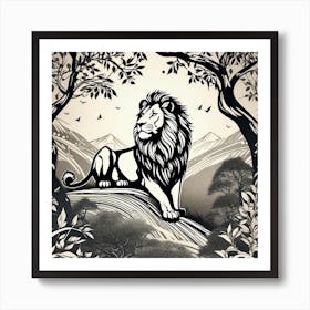 Lion In The Forest 31 Art Print