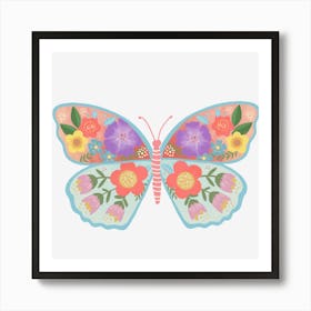 Butterfly With Flowers Art Print