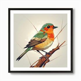 Cubism Art, Robin bird 1 Art Print