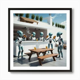 Aliens in a Terrace Drinking Art Print