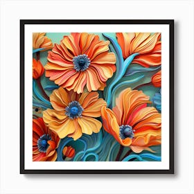 3d Paper Flowers Art Print