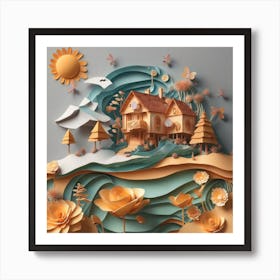 Nice Landscape In Paper Art Work 1 Art Print