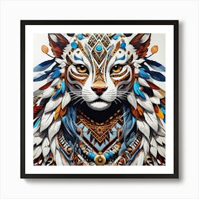 Tiger With Feathers vector Art Print