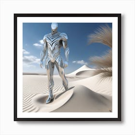 Futuristic Man In Desert Art Print