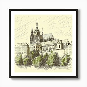 A Prague Castle Hand Drawn Sketch Illustration 1720468255 4 Art Print