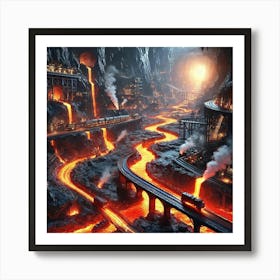 Lava City Trains Art Print