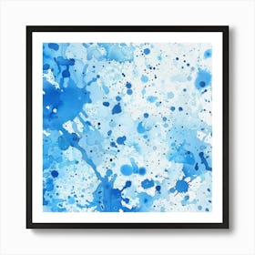 Blue Watercolor Splatters Art Print