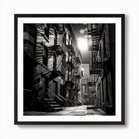 Black And White Street Scene Art Print