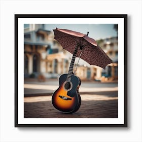Umbrella Acoustic Guitar Art Print