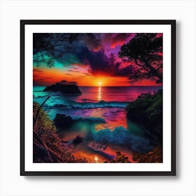 Sunset Over The Ocean Art Print