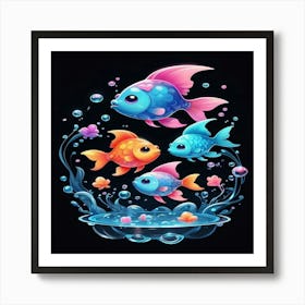 Fishes In Water Art Print