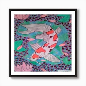 Koi Fish in a Pond Art Print