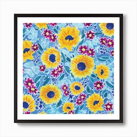 Sunflower Print Square Art Print