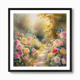 Into The Garden Vibrant Flowers 1 Art Print