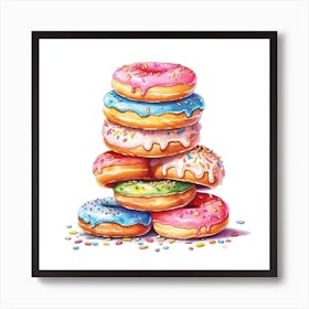 Stack Of Rainbow Donuts 4 Art Print