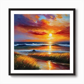 Sunset At The Beach 144 Art Print