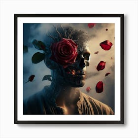 Skull And Roses Art Print