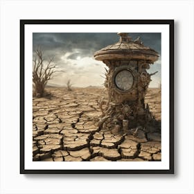 Clock In The Desert Art Print