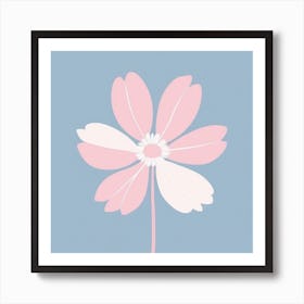 A White And Pink Flower In Minimalist Style Square Composition 25 Art Print