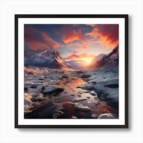 Sunset In The Arctic Art Print
