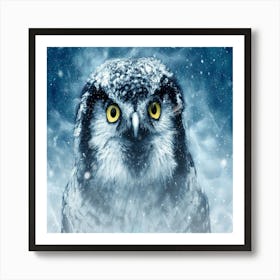 Owl In The Snow Art Print