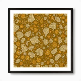 A Pattern Featuring Amoeba Like Blobs Shapes With Edges, Flat Art, 124 Art Print