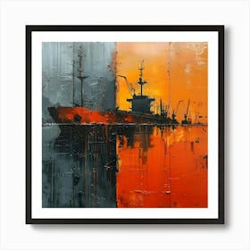 Ship In The Harbor, Abstract Expressionism, Minimalism, and Neo-Dada Art Print