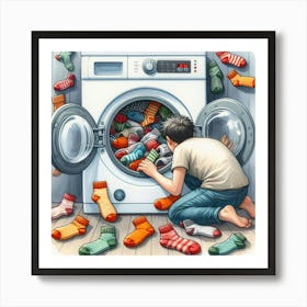 Socks In The Washing Machine Art Print