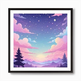 Sky With Twinkling Stars In Pastel Colors Square Composition 163 Art Print